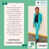 Vorstellung Testimonial und Foto von Mary Jane Chigbo